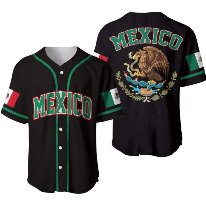 Stylish Mexico Baseball Jersey - Vibrant Flag Design, Comfortable Fit, Perfect For Sports Fans