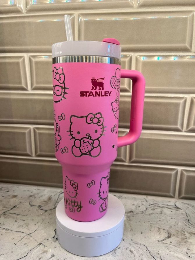 Hello Kitty Pink Stanley Tumbler – Cute Insulated Travel Mug With Straw & Handle