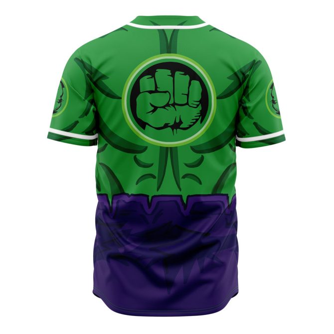 Unleash Your Inner Hero With Hulk-Themed Baseball Jersey - Vibrant Green & Purple Design - Image 2