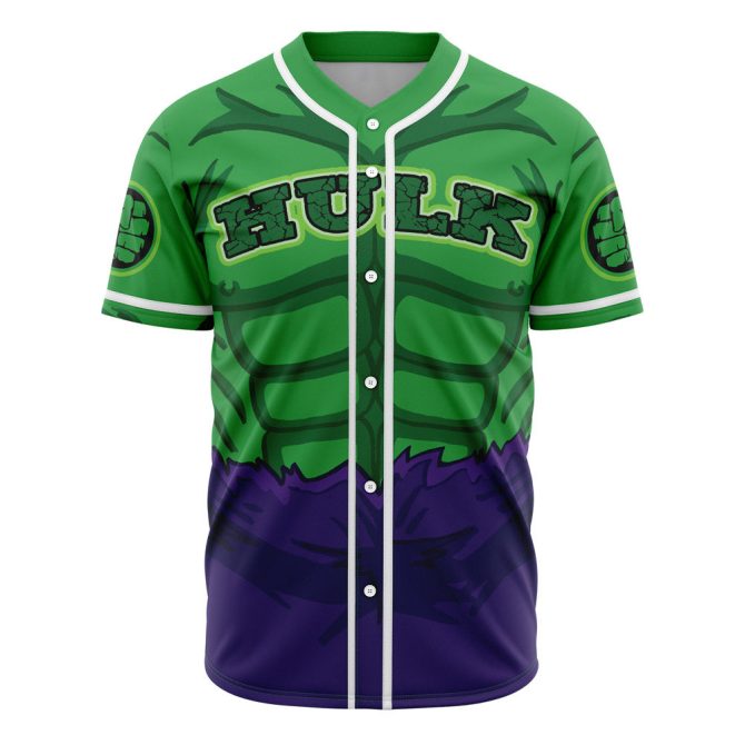 Unleash Your Inner Hero With Hulk-Themed Baseball Jersey - Vibrant Green & Purple Design