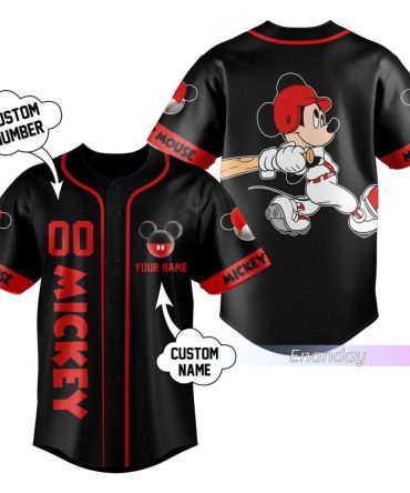 Customizable Mickey Mouse Baseball Jersey – Add Your Name & Number!