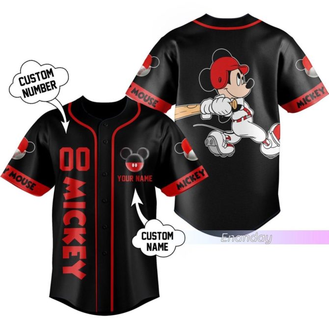 Customizable Mickey Mouse Baseball Jersey – Add Your Name & Number!