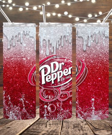 Sparkling Dr Pepper Tumbler – 20Oz Glitter Insulated Cup With Straw – Perfect For On-The-Go Refreshment!