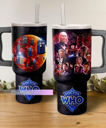 Doctor Who Travel Mug With Straw - Tardis & Characters Design For Fans
