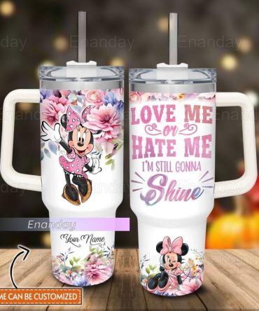 Customizable Minnie Mouse Floral Tumbler – Personalized Gift, 20Oz Insulated Cup