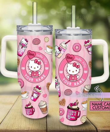 Customizable Hello Kitty Coffee Tumbler With Straw - Cute Pink Design, Perfect Gift!