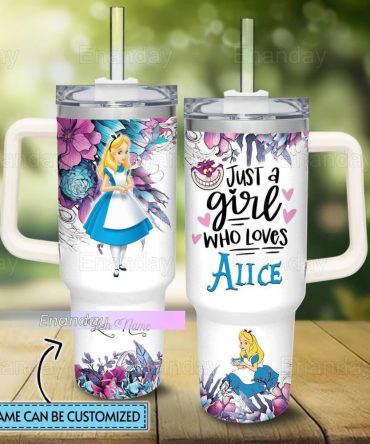 Customizable Alice-Inspired Travel Mug - Perfect Gift For Her, Personalized Name Option!