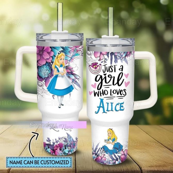 Customizable Alice-Inspired Travel Mug - Perfect Gift For Her, Personalized Name Option!