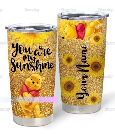 Personalized Sunshine Tumbler With Cute Bear & Sunflower Design - Custom Name Gift