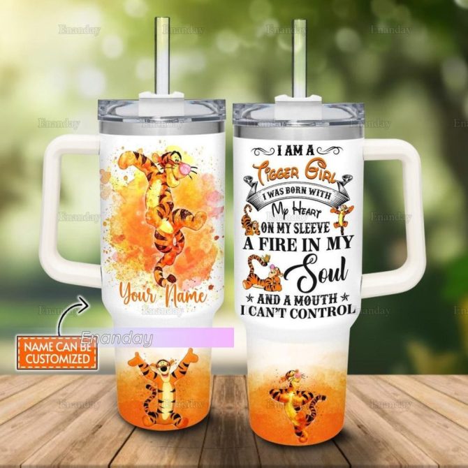 Customizable Tigger Travel Mug - Personalized Name, Double-Wall Insulated, Perfect Gift For Tigger Fans