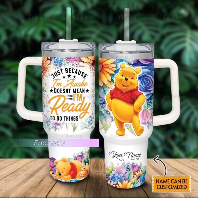 Customizable Winnie The Pooh Floral Tumbler Mug - Personalized Name Gift