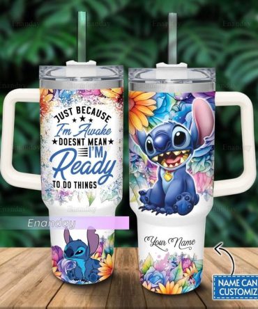 Customizable Cute Character Tumbler With Handle - Personalized Name Option - Fun Floral Design