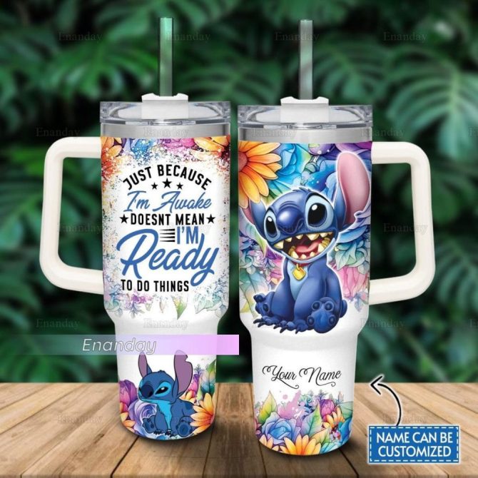 Customizable Cute Character Tumbler With Handle - Personalized Name Option - Fun Floral Design