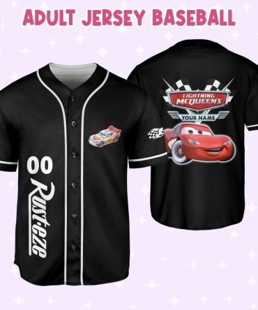 Custom Lightning Mcqueen Baseball Jersey For Adults – Personalize Your Own Racing Style!
