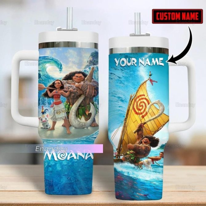 Custom Moana Tumbler With Handle – Personalized Adventure Mug For Kids & Fans