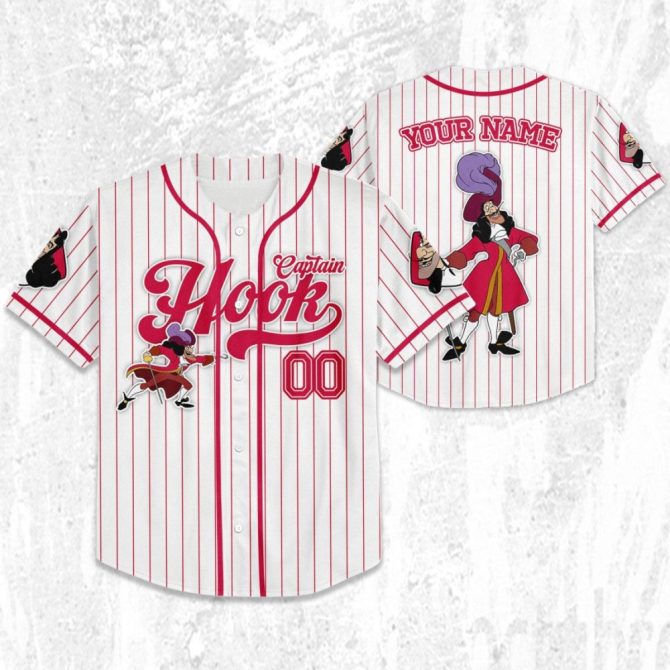 Custom Captain Hook Baseball Jersey - Personalized Name & Number - Unique Gift!