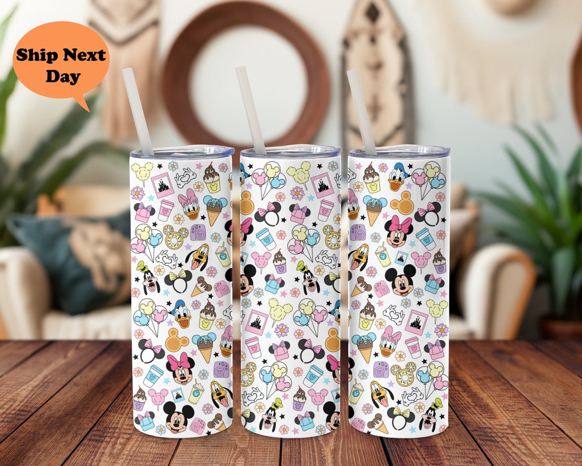 Magical Disney Character Tumbler - 20Oz Stainless Steel With Straw - Ships Next Day!