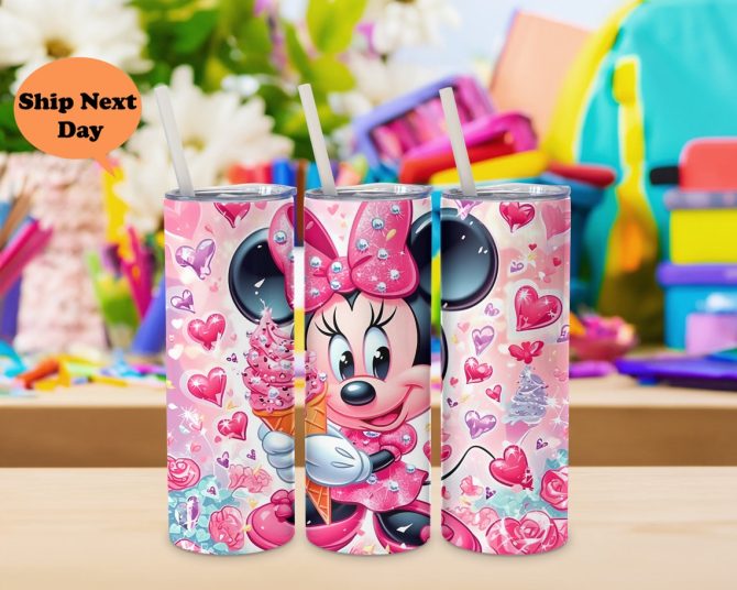 Adorable Cartoon Character Pink Tumbler With Straw - Perfect Gift For Kids & Fans - Ships Next Day!