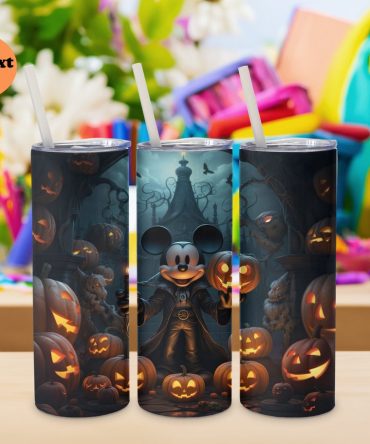 Spooky Halloween Disney Tumbler – Mickey Mouse Pumpkin Design, Ships Next Day!