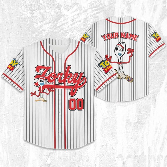 Personalized Toy Story Forky Baseball Jersey - Customizable Name & Number