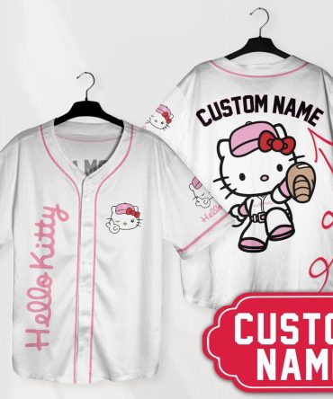 Custom Hello Kitty Baseball Jersey – Personalized Name, Stylish & Fun Design