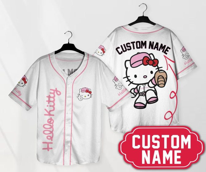 Custom Hello Kitty Baseball Jersey – Personalized Name, Stylish & Fun Design