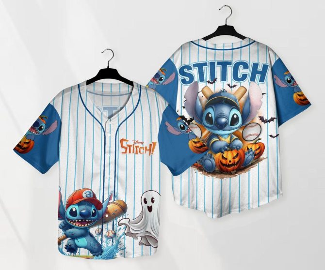Disney Stitch Halloween Baseball Jersey - Fun & Festive Design For Fans