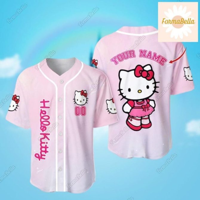 Custom Hello Kitty Baseball Jersey - Pink Personalizable Shirt For Fans