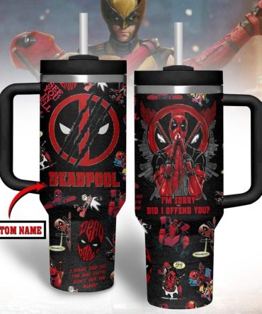 Custom Deadpool Travel Mug With Straw - Insulated, Personalized Gift For Fans