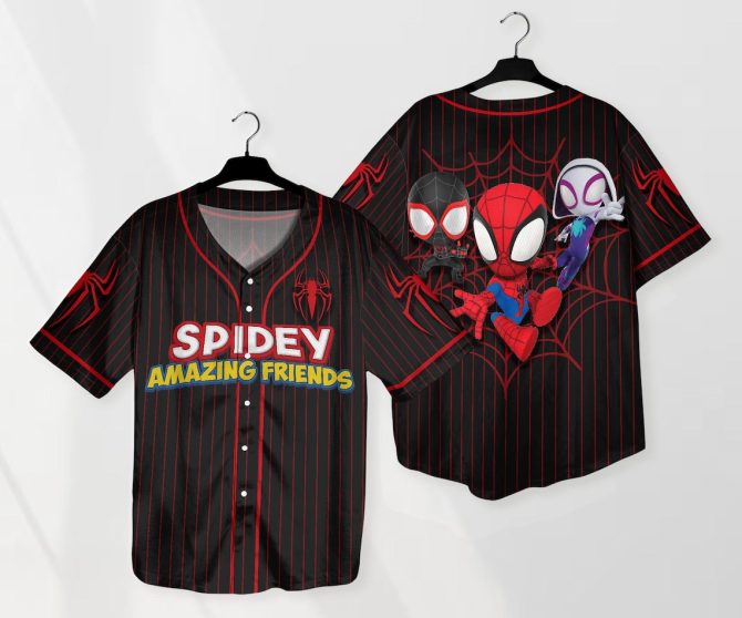 Spider-Themed Baseball Jersey – Fun For All Ages , Vibrant Superhero Design