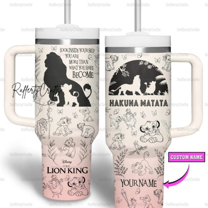 Custom Lion King Tumbler With Straw - Personalized Hakuna Matata Design - Perfect Gift!
