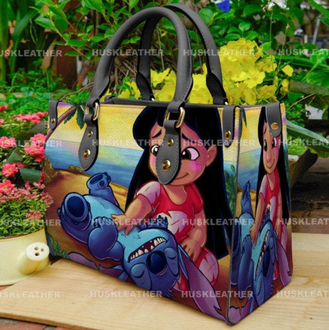 Stitch Ohana - Vibrant Cartoon Character Leather Handbag – Perfect Gift For Fans & Fashionistas