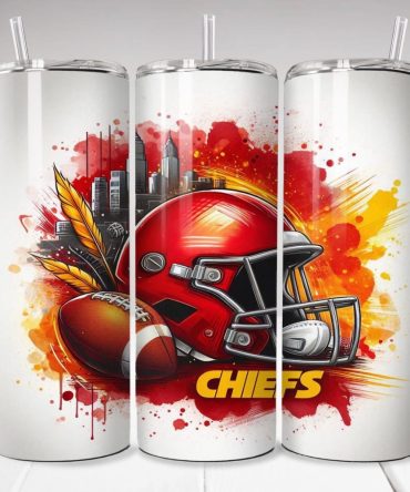 Chiefs Football Tumbler – 20Oz Insulated Stainless Steel Cup With Straw For Sports Fans
