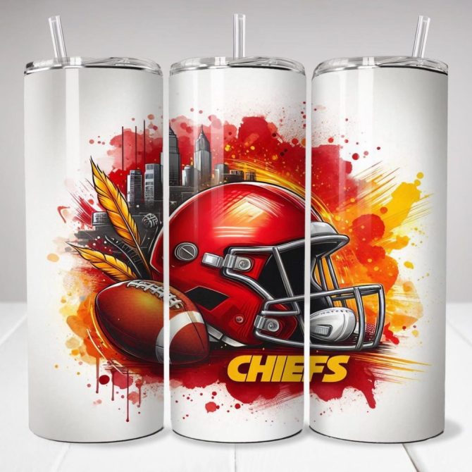 Chiefs Football Tumbler – 20Oz Insulated Stainless Steel Cup With Straw For Sports Fans
