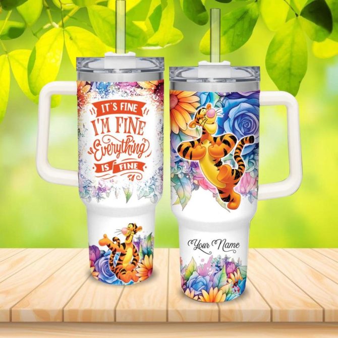Personalized Colorful Tumbler With Handle - Fun Floral Design For Drinks On-The-Go