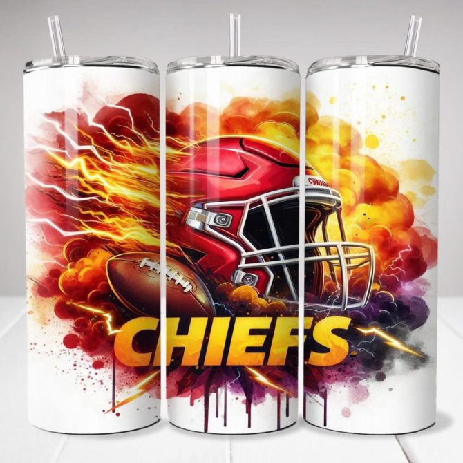 Chiefs Football Tumbler - 20Oz Stainless Steel Insulated Cup With Lid & Straw - Perfect For Fans!
