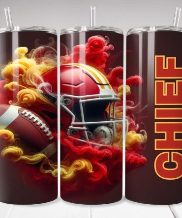 Chiefs 20Oz Skinny Tumbler - Football Fan Stainless Steel Tumbler With Straw - Bold Red & Yellow Helmet Design - Perfect Gift For Sports Enthusiasts