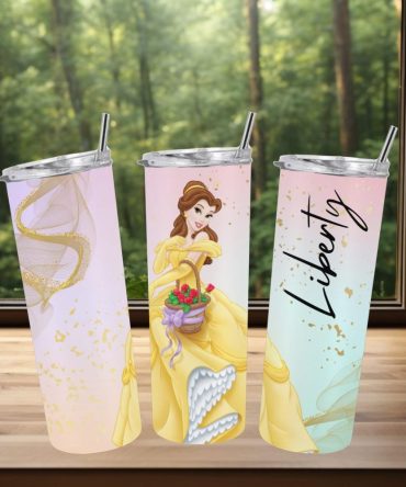 Enchanting Princess Tumbler With Straw – Personalized Name – 20Oz Stainless Steel Travel Mug For Kids & Adults