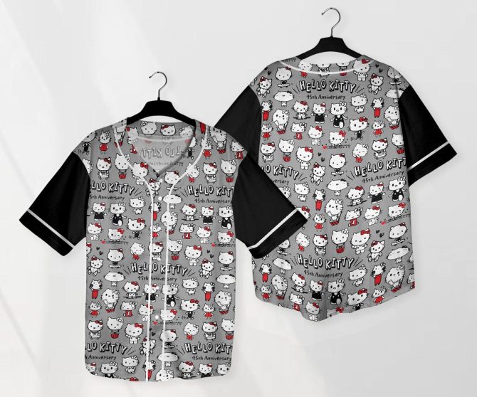 Hello Kitty 45Th Anniversary Baseball Jersey Shirt - Cute & Stylish Gift For Fans