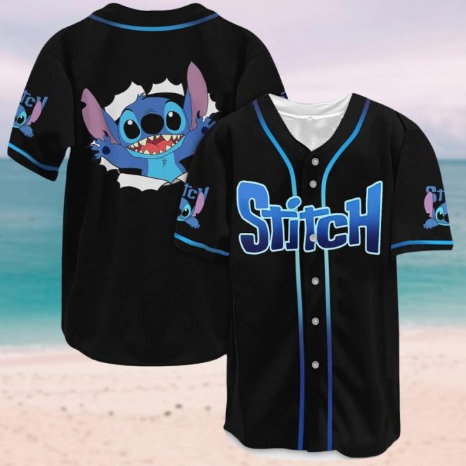 Stitch Baseball Jersey - Fun & Stylish Black Shirt For Fans , Perfect Gift!
