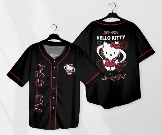 Hello Kitty Black Baseball Jersey Shirt - Cute & Stylish Unisex Design