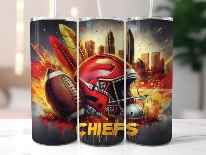 Chiefs Football Tumbler - Vibrant Design, Perfect For Fans , Insulated Drinkware