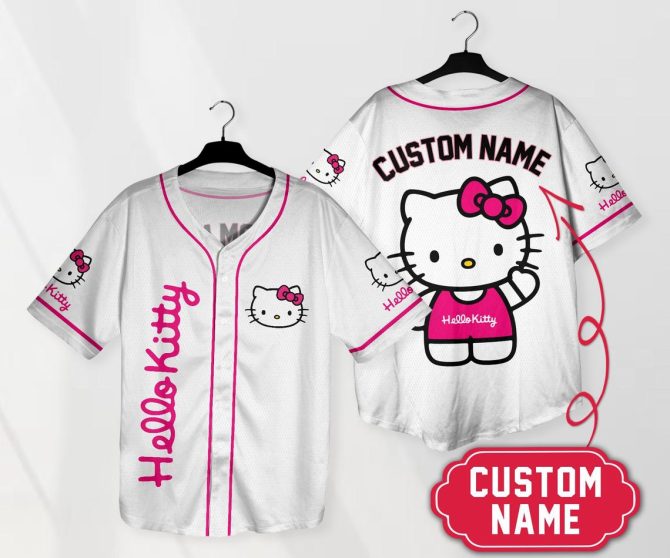 Custom Hello Kitty Baseball Jersey - Personalized Name, Cute Design For Fans