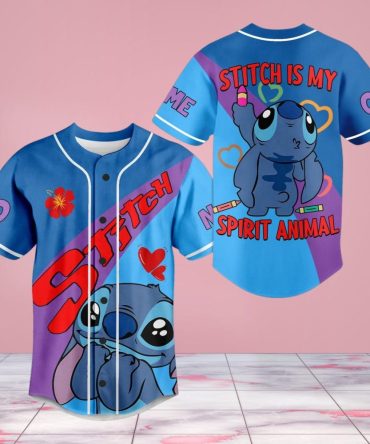 Stitch Spirit Animal Baseball Jersey - Cute & Colorful Design For Fans