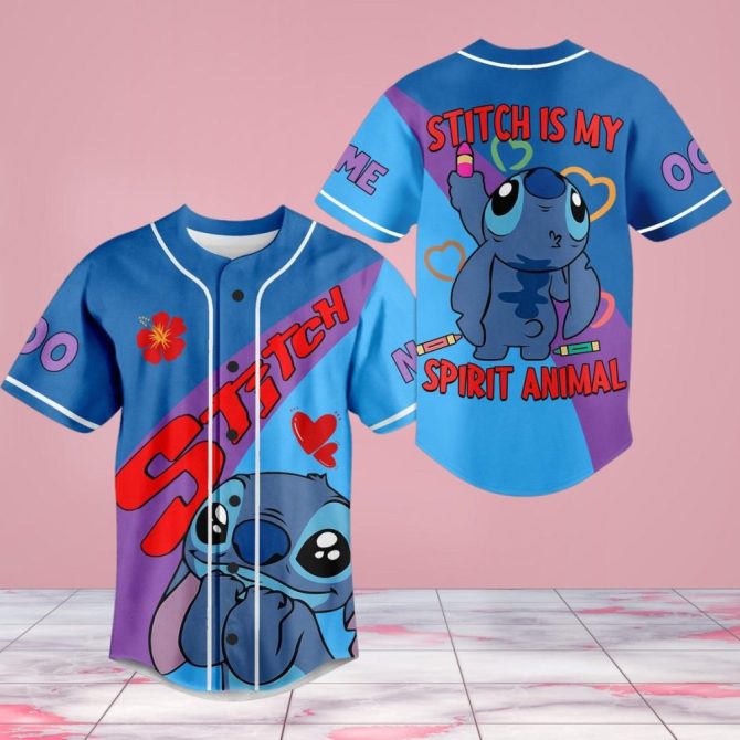 Stitch Spirit Animal Baseball Jersey - Cute & Colorful Design For Fans