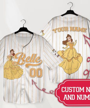 Custom Disney Belle Baseball Jersey - Personalized Name & Number - Unique Gift For Fans