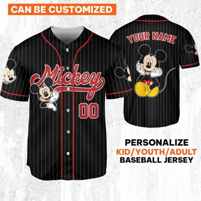 Custom Mickey Mouse Baseball Jersey - Personalize For Kids, Youth, Adults - Unique Gift!