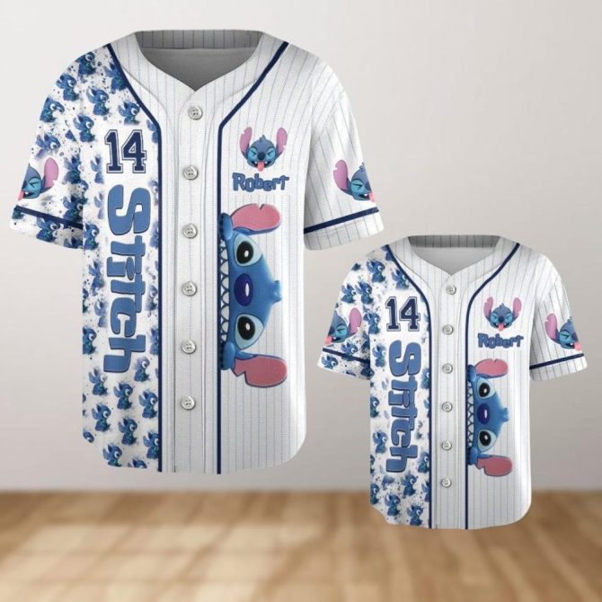 Stitch Baseball Jersey For Kids & Adults - Customizable Name & Number - Fun & Stylish Apparel
