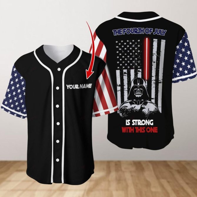 Custom Name July 4Th Baseball Jersey - Patriotic Star Wars Design, Perfect Gift!