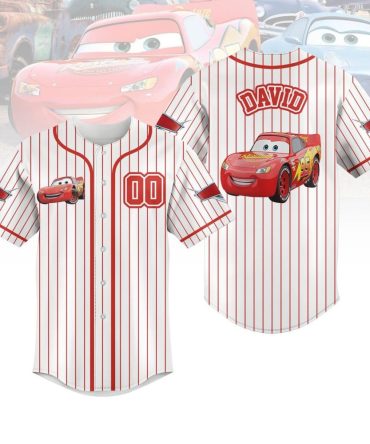 Kids' Lightning Mcqueen Baseball Jersey - Custom Name & Number, Disney Cars Fan Gear